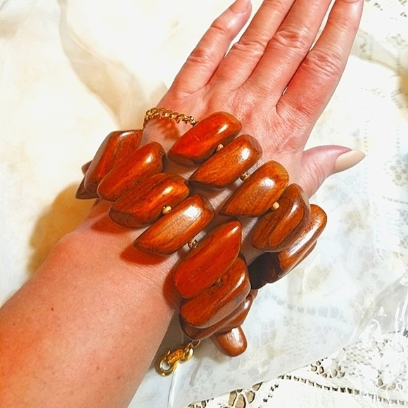 Kenneth Jay Lane Jewelry - VTG Kenneth Lane 1970s wooden necklace